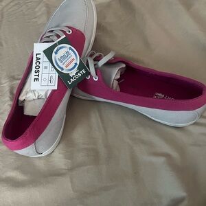 Lacoste Women's Fuchsia and White Sneakers